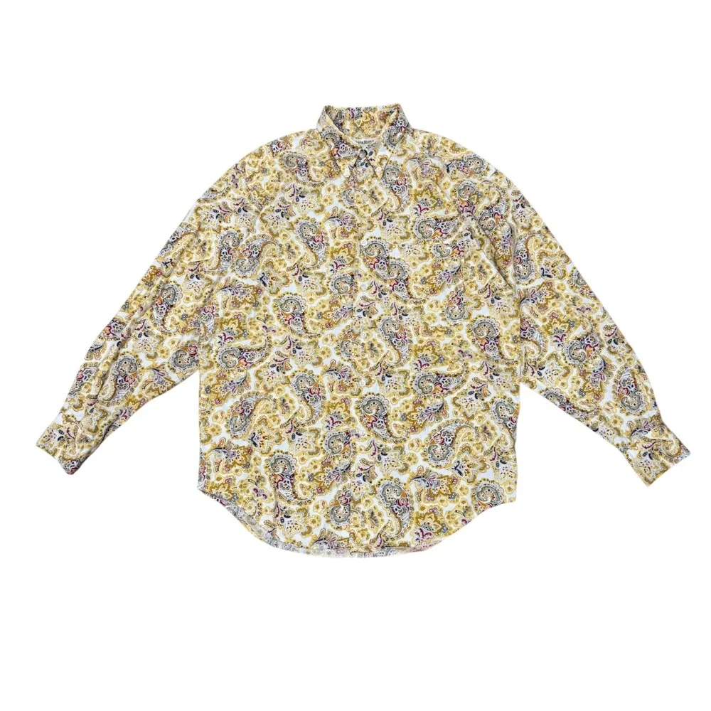 VTG Banana Republic Button Down Shirt Mens S Paisley Y2k Preppy Multicolor‎